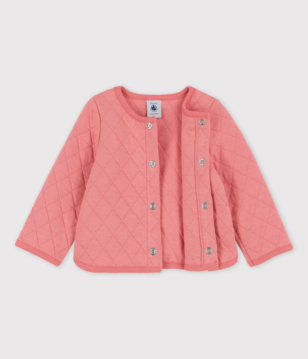Cardigan en tubique matelass&eacute; b&eacute;b&eacute; rose