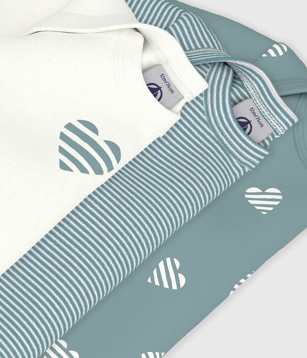 Lot de bodies manches longues en coton imprim&eacute; c&oelig;ur b&eacute;b&eacute; multicouleur