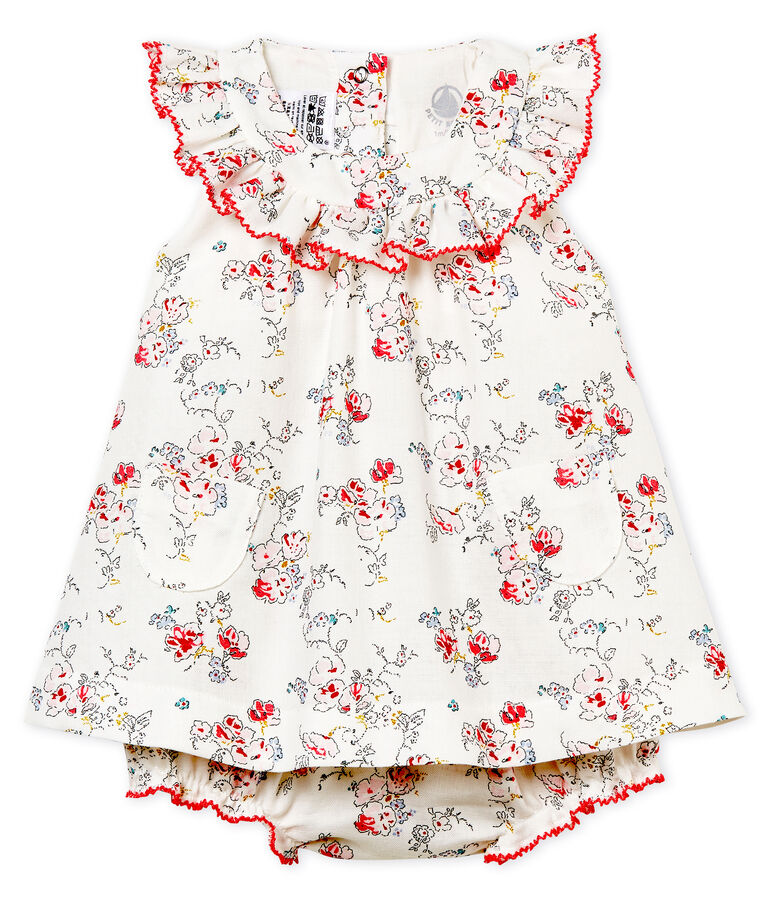 Robe imprim&eacute;e et bloomer b&eacute;b&eacute; fille blanc/multicouleur