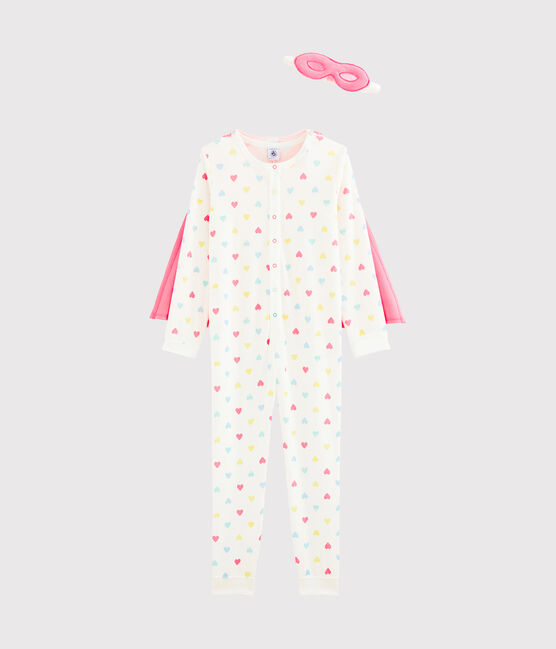 Combinaison déguisement avecun masque petite fille blanc MARSHMALLOW/blanc MULTICO