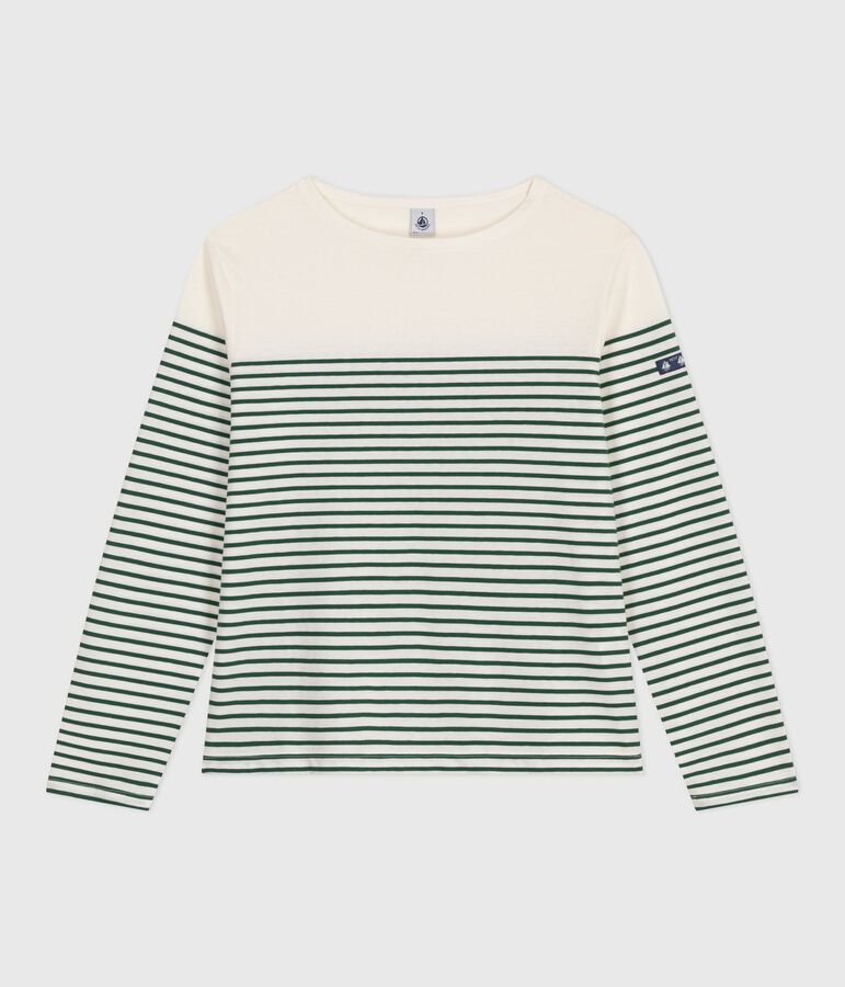 Tee-shirt marini&egrave;re femme en coton vert MILK/ WILLOW