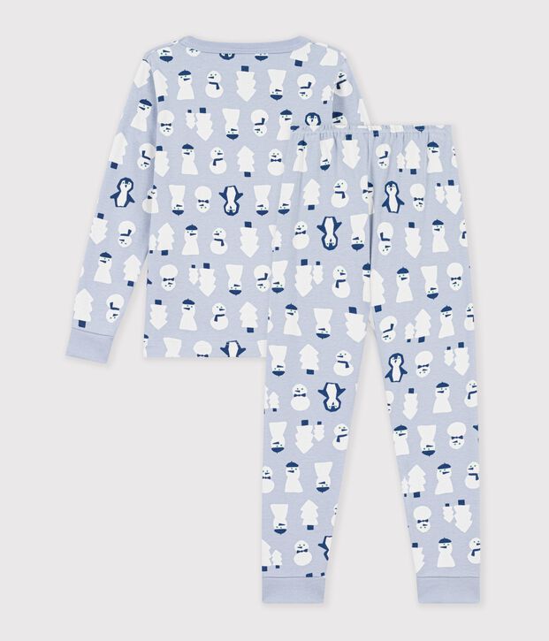 Pyjama tr&egrave;s ajust&eacute; enfant en coton imprim&eacute; bleu/multicouleur