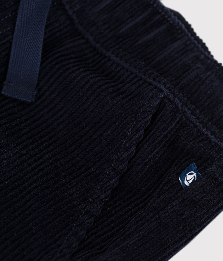 Pantalon droit en velours enfant gar&ccedil;on bleu