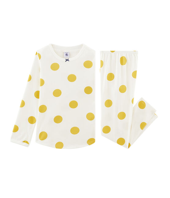 Pyjama petite fille en côte blanc MARSHMALLOW/jaune BLE