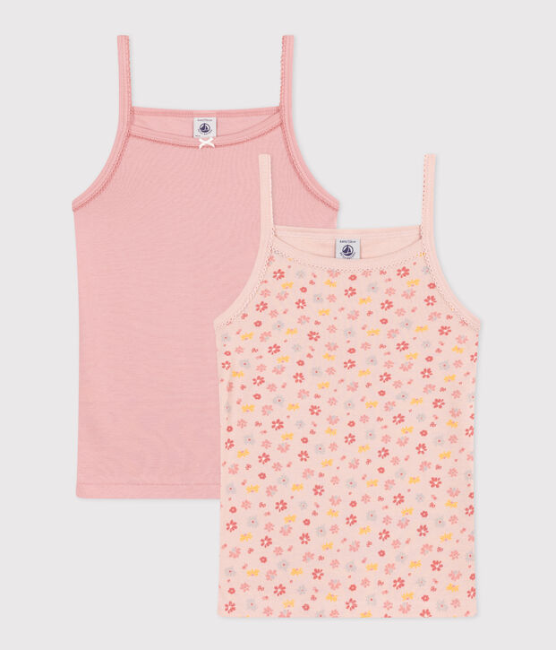 Lot de 2 chemises &agrave; bretelles fleur en coton enfant multicouleur