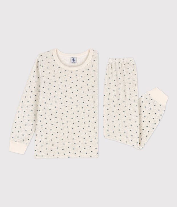 Pyjama &eacute;toile en velours enfant beige/gris