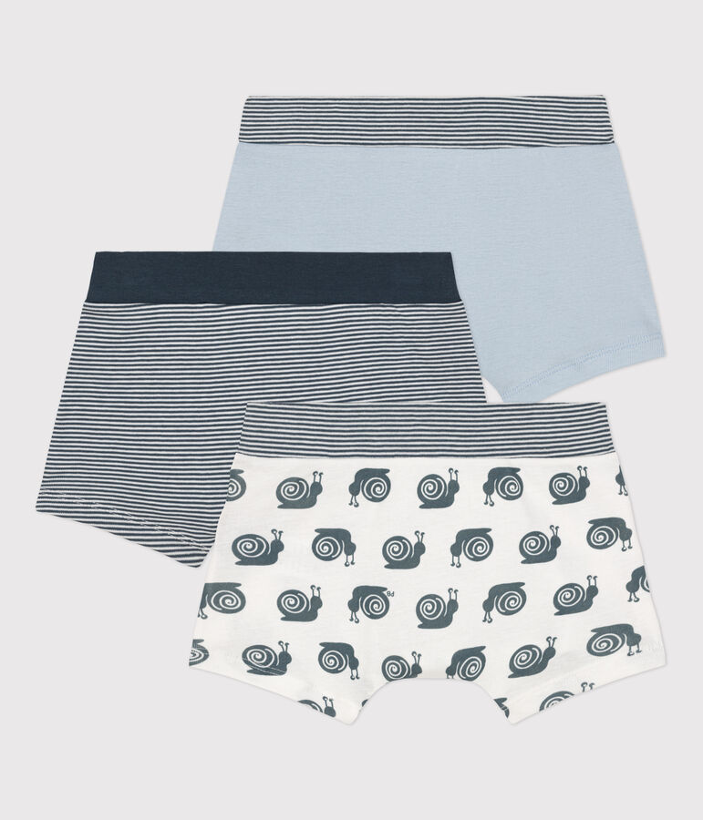 Lot de 3 boxers escargot petit gar&ccedil;on en coton multicouleur