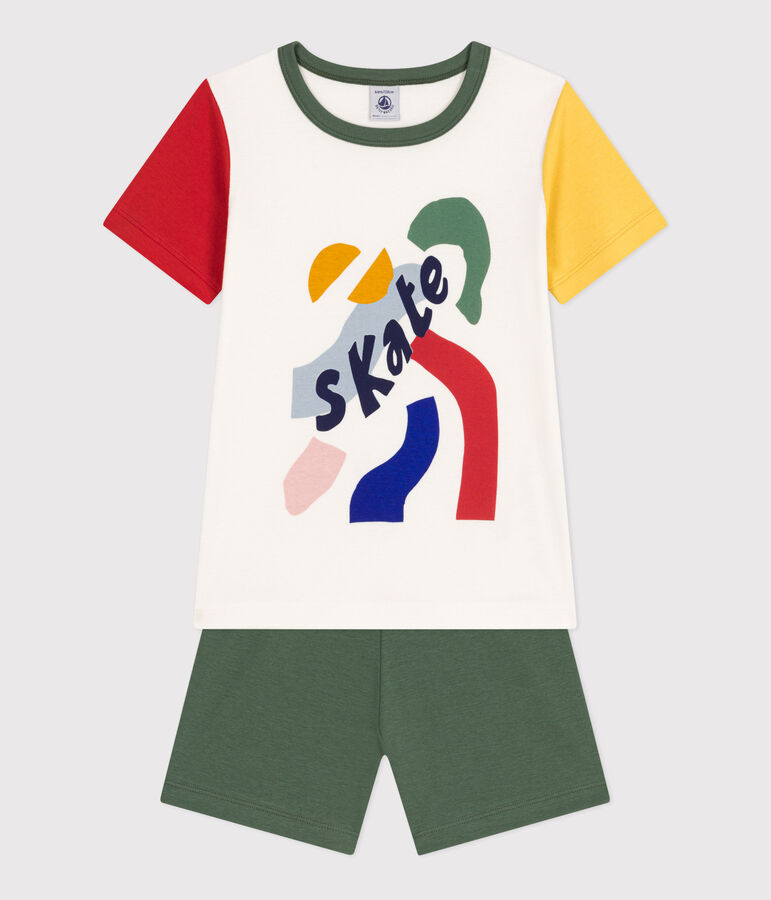 Pyjama short uni en coton enfant blanc MARSHMALLOW/blanc MULTICO