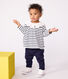 Blouse bébé en coton manches longues, marinière et col cœurs