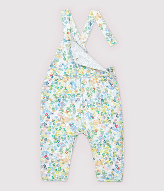 Salopette en molleton bébé fille. gris POUSSIERE/blanc MULTICO