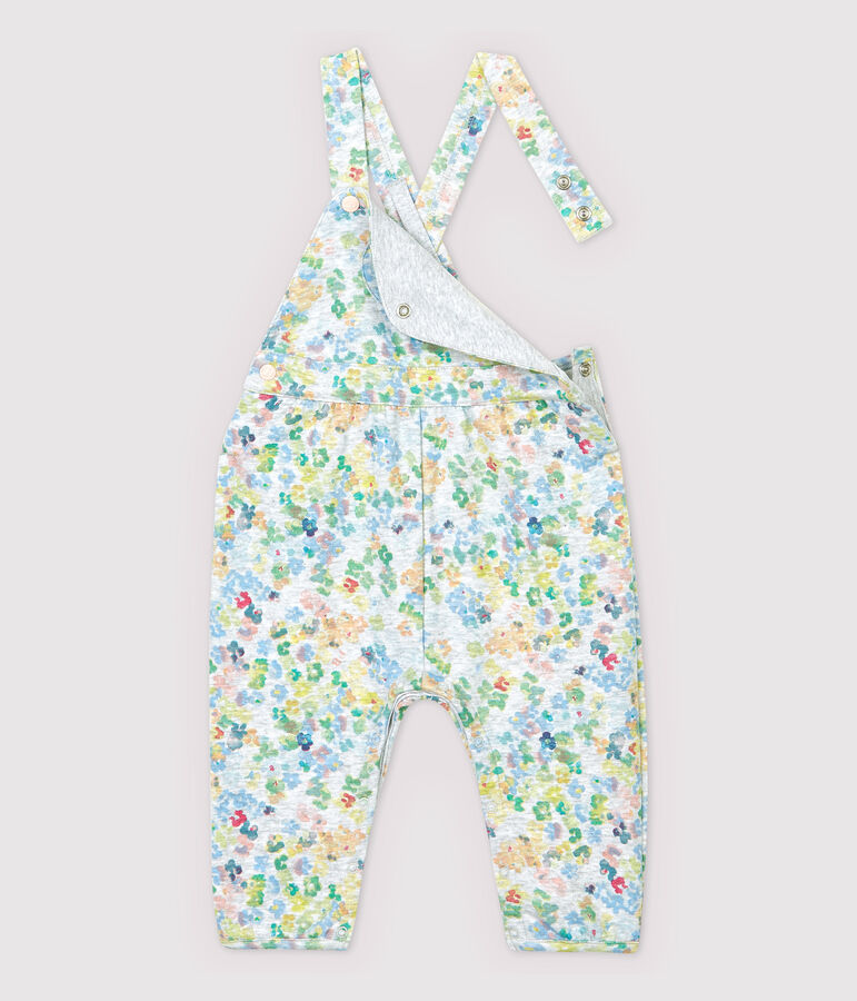 Salopette en molleton b&eacute;b&eacute; fille. gris POUSSIERE/blanc MULTICO