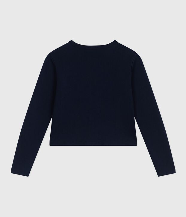 Cardigan femme en coton uni bleu marine