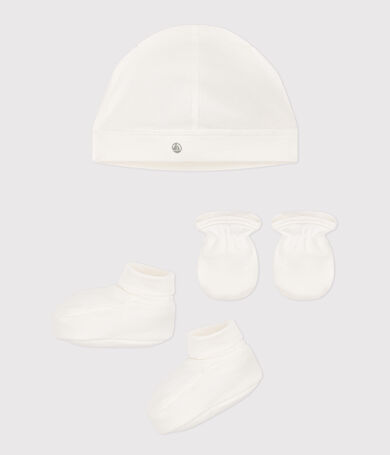 Lot de bonnet, chaussons et moufles b&eacute;b&eacute; mixte en coton uni