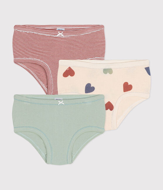 Lot de 3 culottes taille haute cœur en coton enfant variante 1