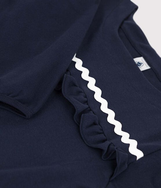 Tee-shirt manches longues en coton enfant fille bleu SMOKING
