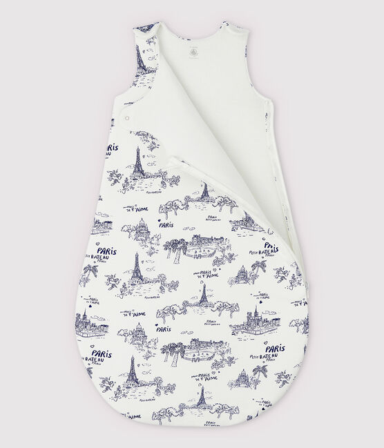 Gigoteuse toile de Jouy Paris bébé en côte blanc MARSHMALLOW/bleu MEDIEVAL