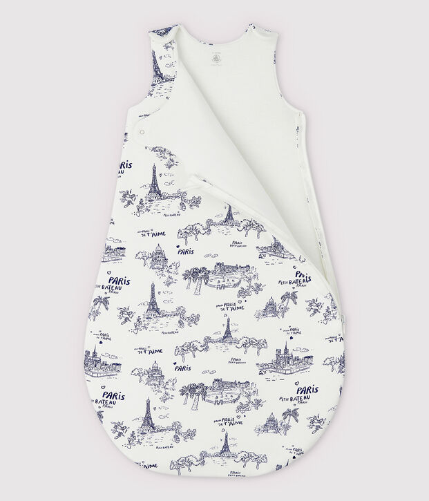 Gigoteuse toile de Jouy Paris b&eacute;b&eacute; en c&ocirc;te blanc/bleu