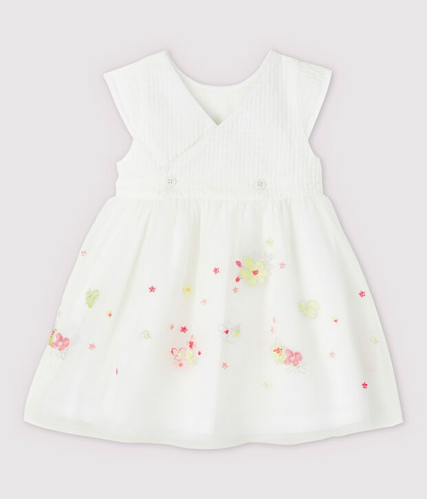 Robe de c&eacute;r&eacute;monie avec du tulle brod&eacute; b&eacute;b&eacute; fille blanc/multicouleur