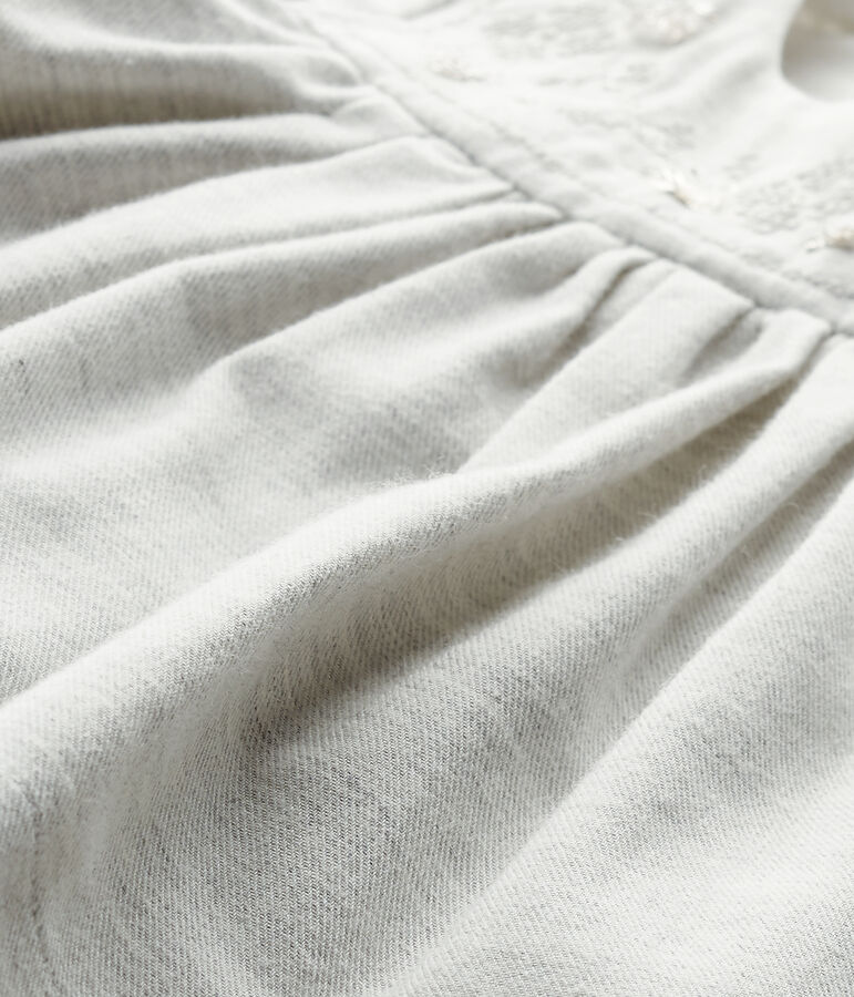 Robe b&eacute;b&eacute; fille en twill brod&eacute; et bloomer gris