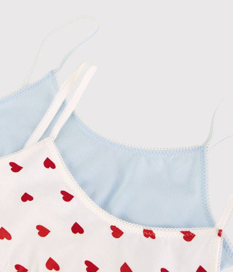 Lot de 2 brassi&egrave;res c&oelig;ur rouge fille en coton biologique  et elasthanne multicouleur