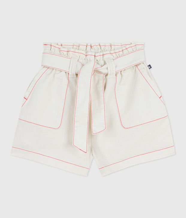 Short enfant en coton uni blanc