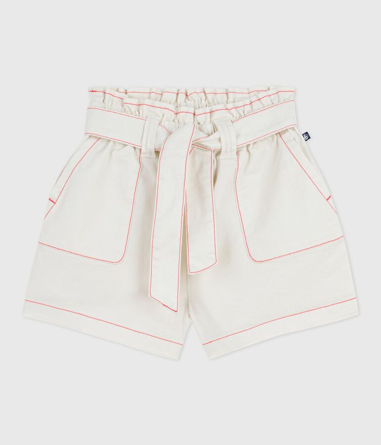Short enfant en coton uni blanc