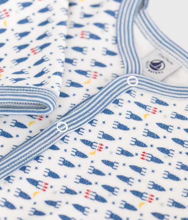 Pyjama en velours imprim&eacute; fus&eacute;es b&eacute;b&eacute; blanc/multicouleur