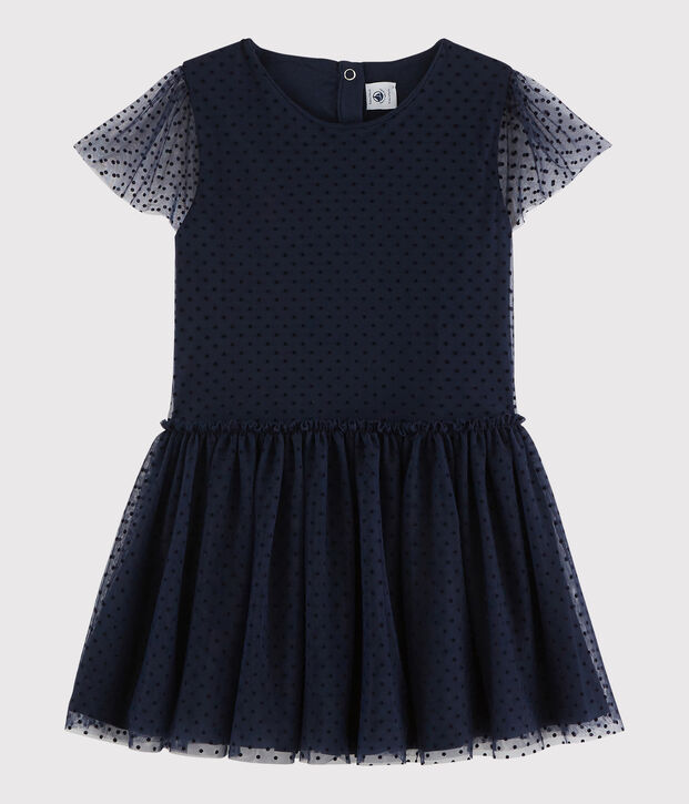 Robe manches courtes enfant fille bleu marine