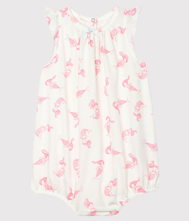 Combicourt b&eacute;b&eacute; fille en jersey fin blanc MARSHMALLOW/rose ROSE