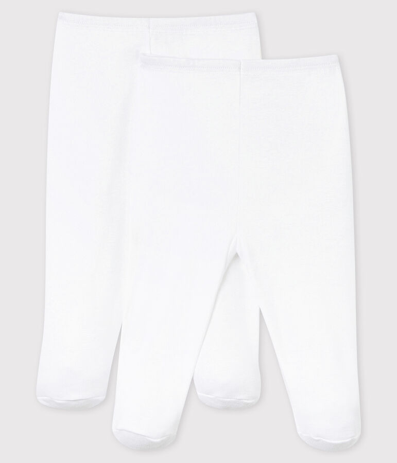 Lot de 2 pantalons blancs &agrave; pieds b&eacute;b&eacute; blanc ECUME