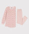 Chemise de nuit et legging fleur petite fille en velours et en coton rose SALINE/blanc MULTICO