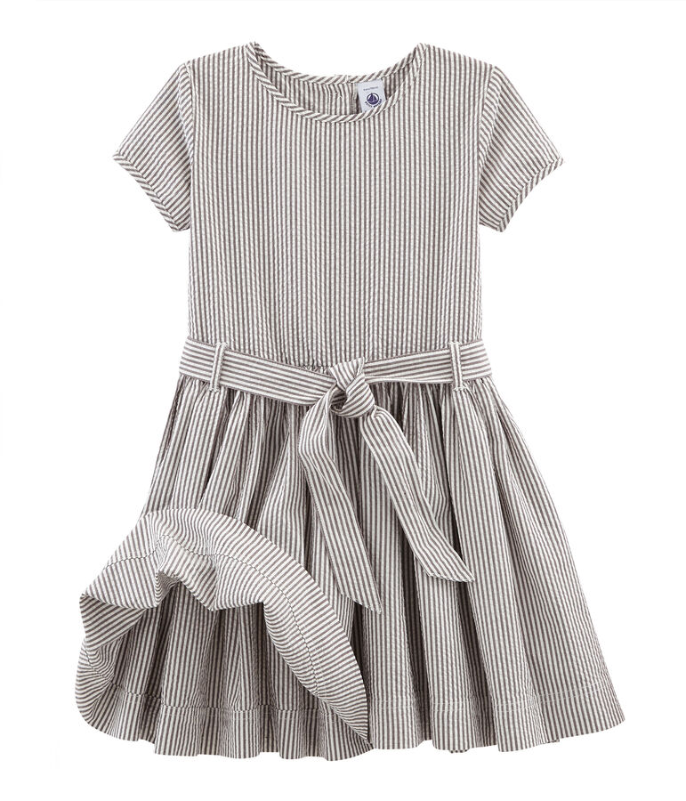 Robe enfant fille marron/blanc