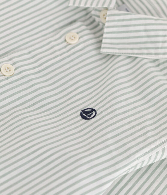 Chemise enfant en coton manches longues à rayures PAUL/ ECUME
