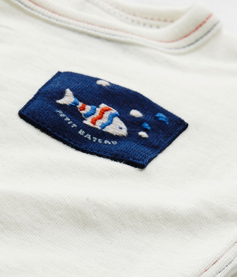 T-shirt b&eacute;b&eacute; gar&ccedil;on uni blanc MARSHMALLOW