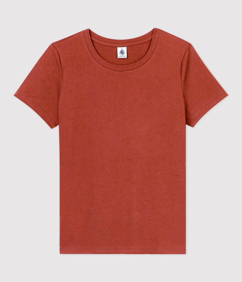 Tee-shirt LE DROIT col rond en coton bio Femme marron OMBRIE