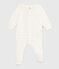 Pyjama bébé en velours à col imprimé cœurs blanc MARSHMALLOW/blanc MULTICO