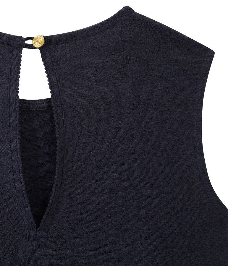 Top femme sans manches en lin bleu SMOKING