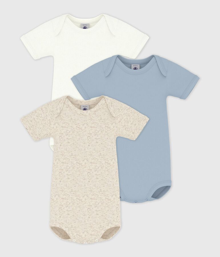 Lot de 3 bodies manches courtes en coton uni b&eacute;b&eacute; variante 1
