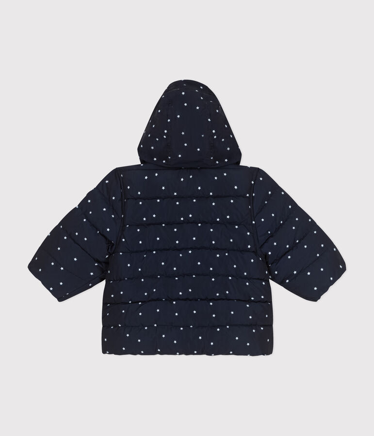 Doudoune imprim&eacute;e capuche r&eacute;tractable b&eacute;b&eacute; bleu SMOKING/blanc MARSHMALLOW