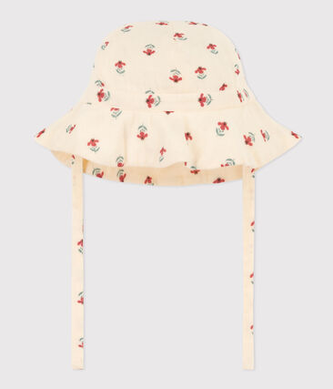 PETIT BATEAU - Capeline fleurs en gaze de coton bébé