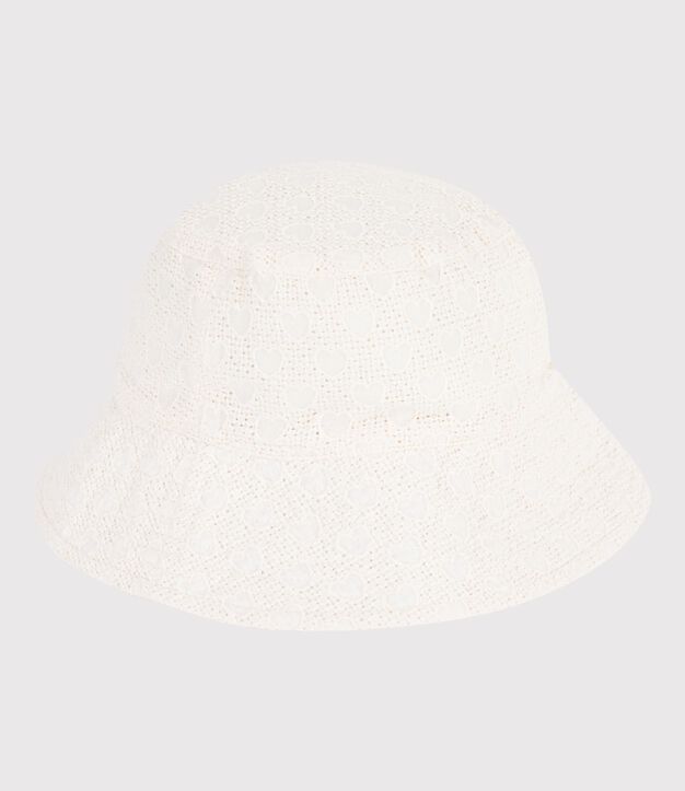 Capeline enfant en popeline broderie anglaise blanc