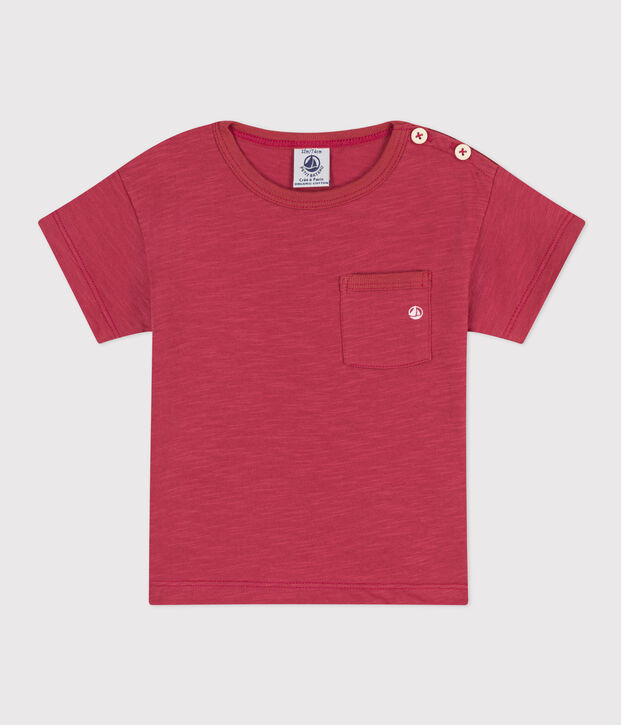 Tee-shirt manches courtes b&eacute;b&eacute; en jersey flamm&eacute; rose