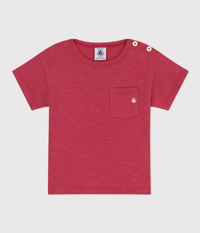 Tee-shirt manches courtes b&eacute;b&eacute; en jersey flamm&eacute; rose