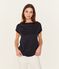 Tee shirt manches courtes coton Sea island femme bleu MARINE