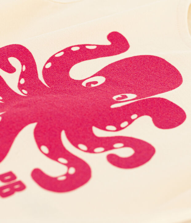 Tee-shirt floqu&eacute; manches courtes enfant fille &eacute;cru