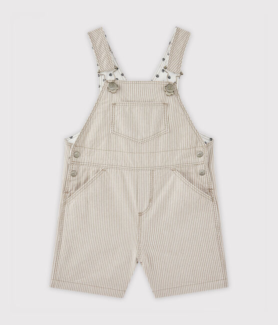 Salopette short bébé garçon gris MINERAI/blanc LAIT