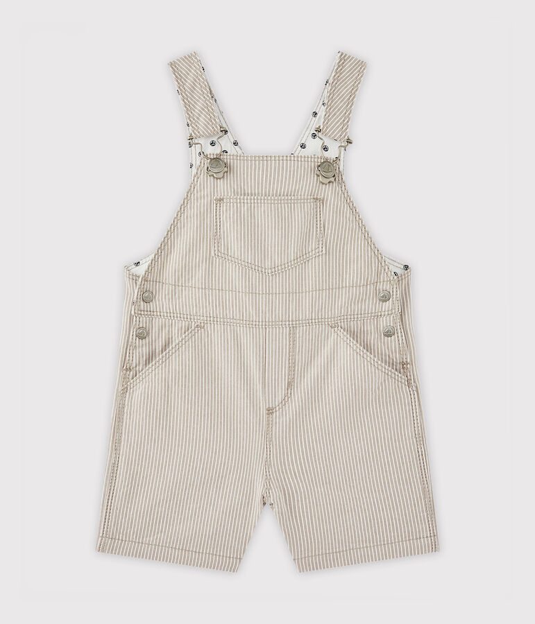 Salopette short b&eacute;b&eacute; gar&ccedil;on gris/blanc