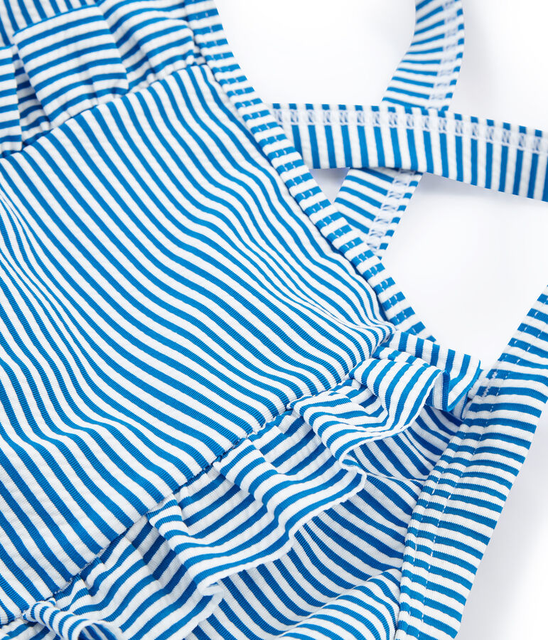 Maillot de bain 1 pi&egrave;ce enfant fille bleu/blanc