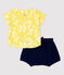 Ensemble deux pièces imprimé Hawaï en popeline bio bébé jaune ORGE/blanc MARSHMALLOW