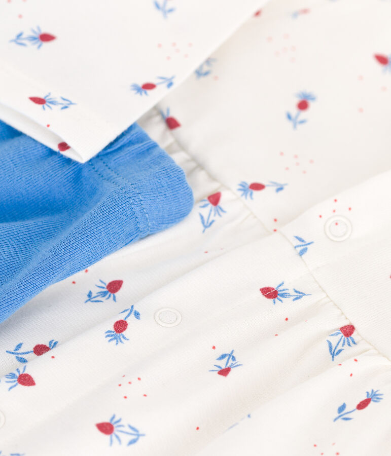 Robe b&eacute;b&eacute; et legging en coton blanc MARSHMALLOW/blanc MULTICO